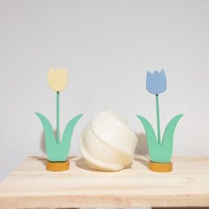 Decorative wooden tulips